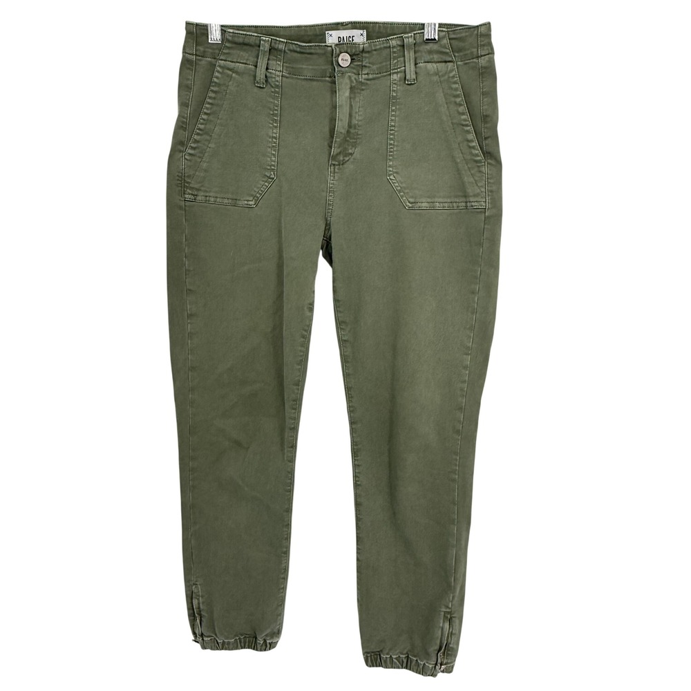 Paige Mayslie Jogger Pants Womens 28 Green Excellent Cargo Slim Fit Zip Cuff